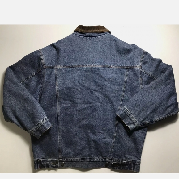 Cold Storage Mens Denim Blue Jean Lined Trucker Work Jacket Corduroy Size Large - Picture 10 of 11